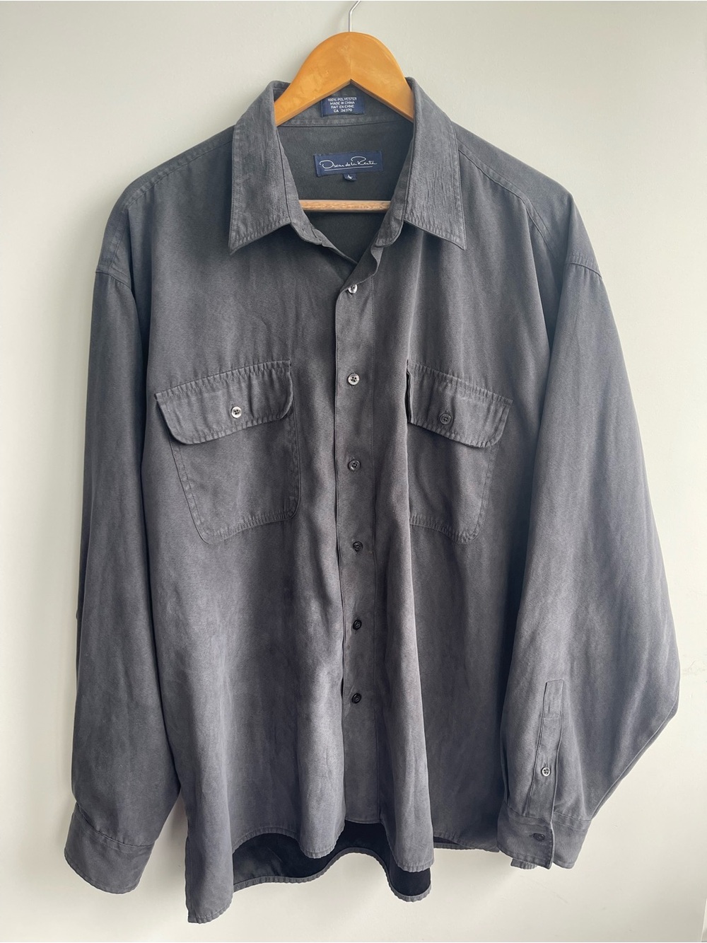 Oscar de la Renta Charcoal Gray Button-Up Shirt